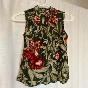 Floral Tank Top Mock Neck